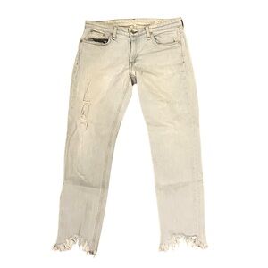 Rag & Bone Distressed Light Blue Dre Low-Rise Slim Jeans
